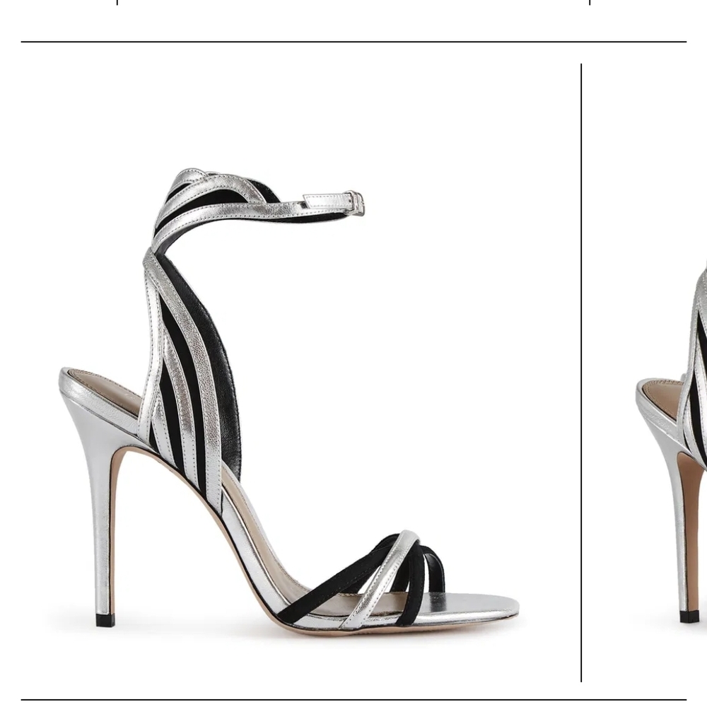 Reiss Silver and Black Strappy Heels